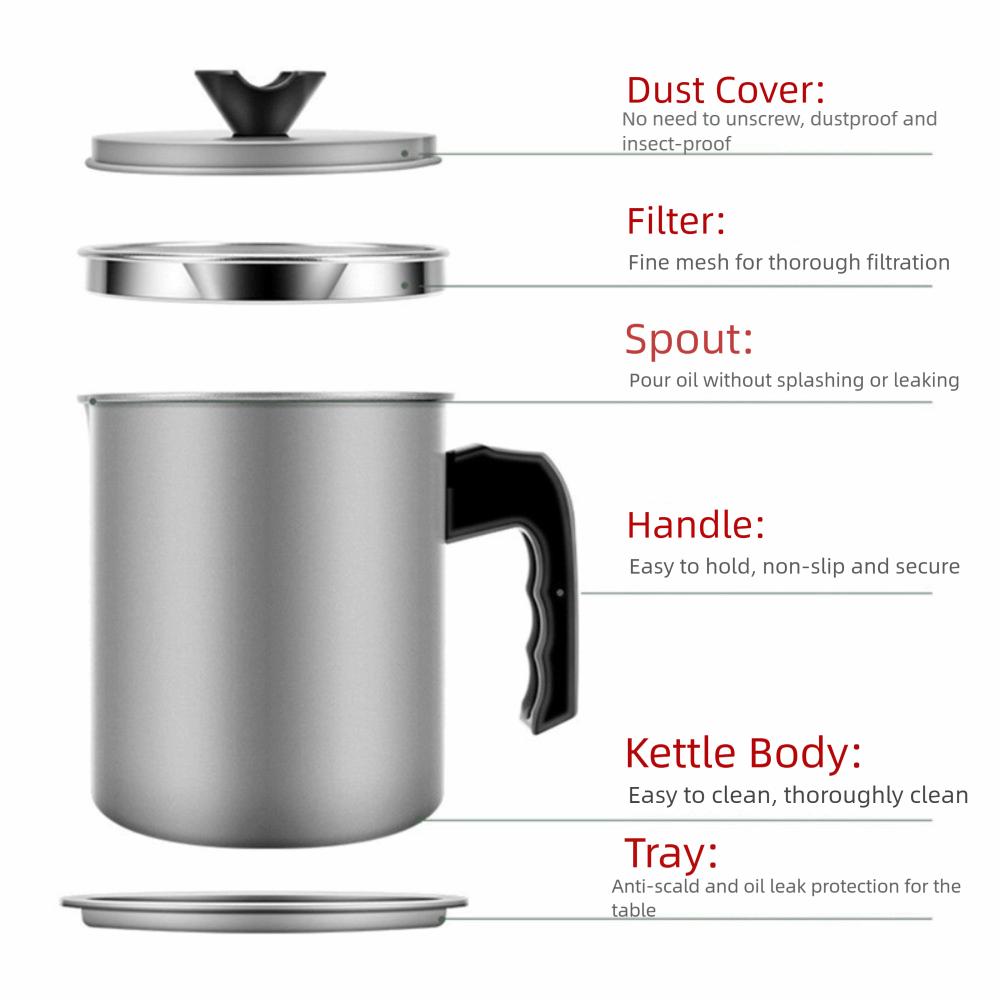 Japanese Style Storage Oil Tank Stainless Steel Grease Container Grease Keeper Lard Can  Household
