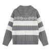 Mens Striped Color Block Hooded Cardigan Sweatshirt Loose Casual Knit Jacket