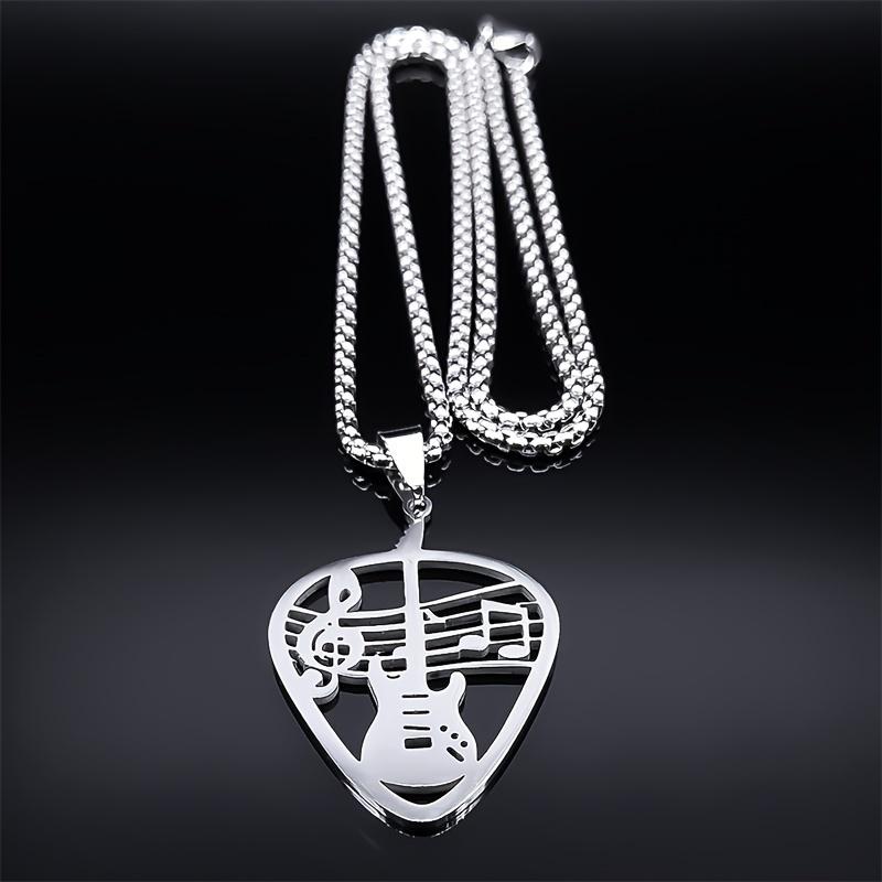 A Stylish And Unique Necklace Suitable for Both Men And Women, Featuring a Guitar Note Pendant, Perfect As a Gift for Music Enthusiasts.