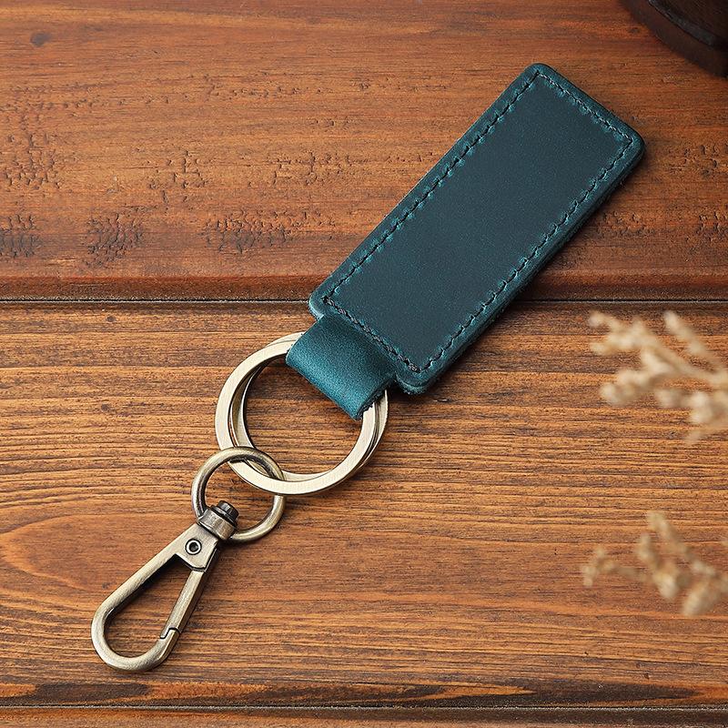 Genuine Leather Retro Cowhide Keychain Metal Lobster Clasp Pendant  Personalized Anti-Lost Car Keyring Keyholder
