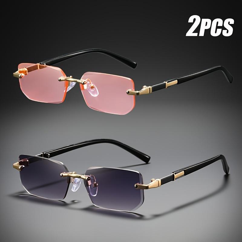2pcs Classic and Fashionable Frameless Square Glasses Suitable for Both Men and Women for Daily Travel Wear