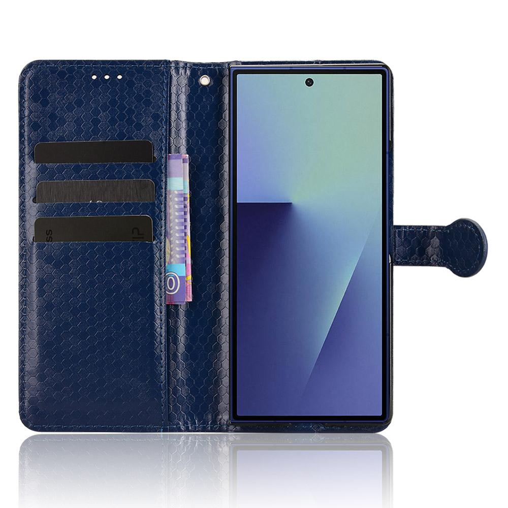 For Samsung Galaxy Z Fold7 5G Wallet Case Dot Pattern Imprint PU Leather Phone Cover with Wrist Strap