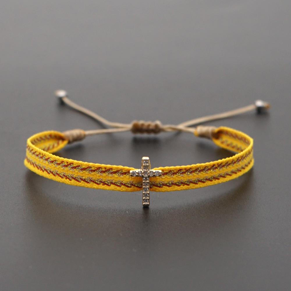 Retro Pattern Bohemian Spanish Court Hand-Woven Bracelet with Micro-Inlay