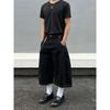 Blaeixit American Profile Original Cow Color Baggy Cropped Jeans Men's Loose Casual Black Wide Leg Shorts