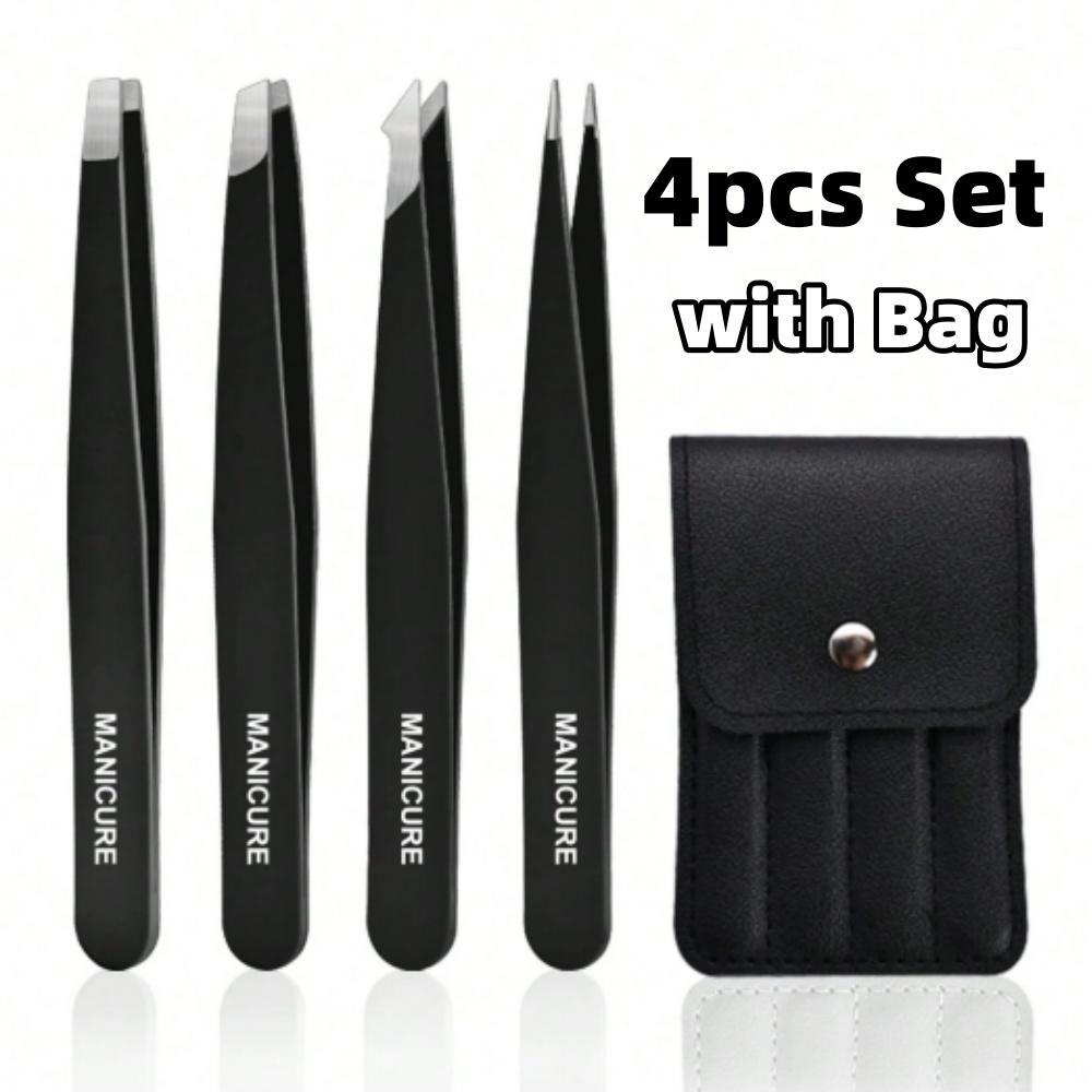 1/4pcs Stainless Steel Eyebrow Trimming Clip Professional Tweezer Set Very Precise Facial Hair Remover Pliers Beauty Makeup Tool