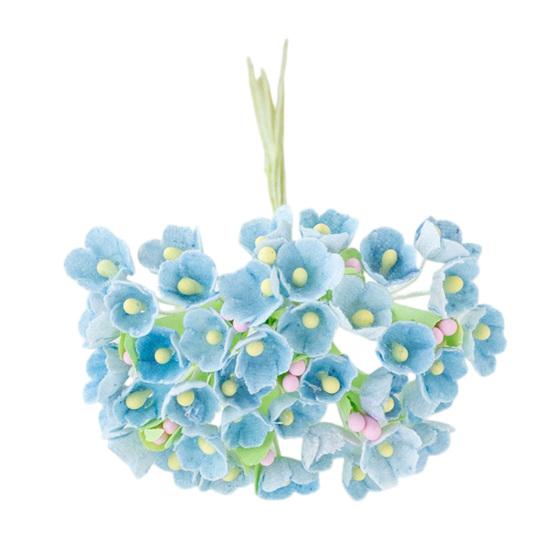 Artificial Mini Flowers Bouquet Handmade Small Wildflower Crafts for DIY Wedding Bouquet Wreath Bridal Shower Party Home Decor синий