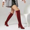 Herbst und Winter Damen Sexy Overknee-Stiefel Damen Super Hoher Absatz Dicke Ferse Wasserdicht Tisch Große Größe Runde Spitze Über das Knie Elastisch