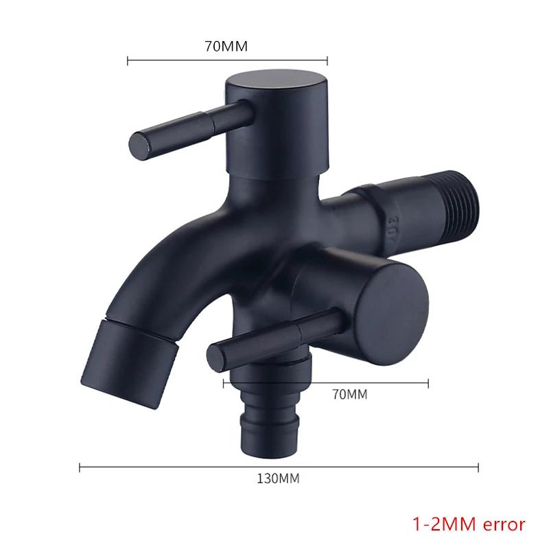 Černý zahradní kohoutek dvojí použití pro pračku Faucet Nerezová ocel 304 Nástěnný Kout koupelny Zahrada Venkovní kohoutek Mop Balkon G1/2'