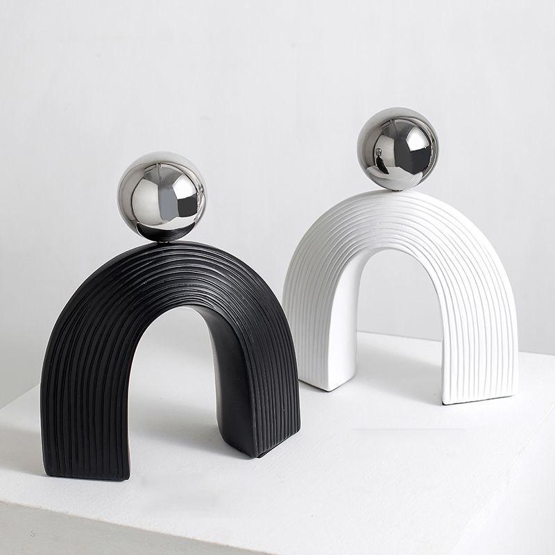 Modern Arch Sculpture, Nordic Abstract Art Figurine, Light Luxury Resin Statue for Living Room, Desktop & Office Shelf Decor