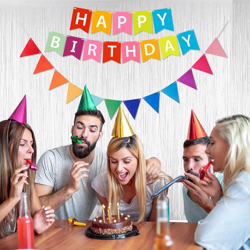 1pcs Set 16.4ft Macaron Paper Card Triangle Banner For Birthday Party Banner Flags Pennant Banner Flags Pennant Banner