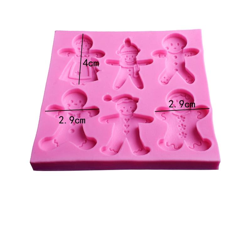 

Christmas Gingerbread Man Series Silicone Mold Fondant Cake Chocolate Candy Clay Kitchen Cooking Tools Pink