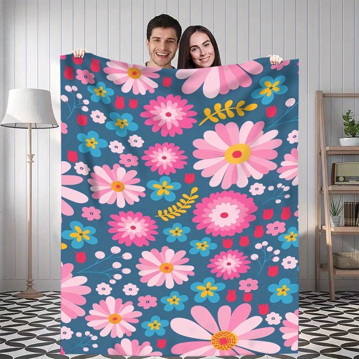 

1pc Vibrant Floral Print Throw Blanket - Soft, Warm Polyester Flannel, All-Season Cozy Blanket for Home, Bedroom, Dorm, Office, 75x90cm28x35in