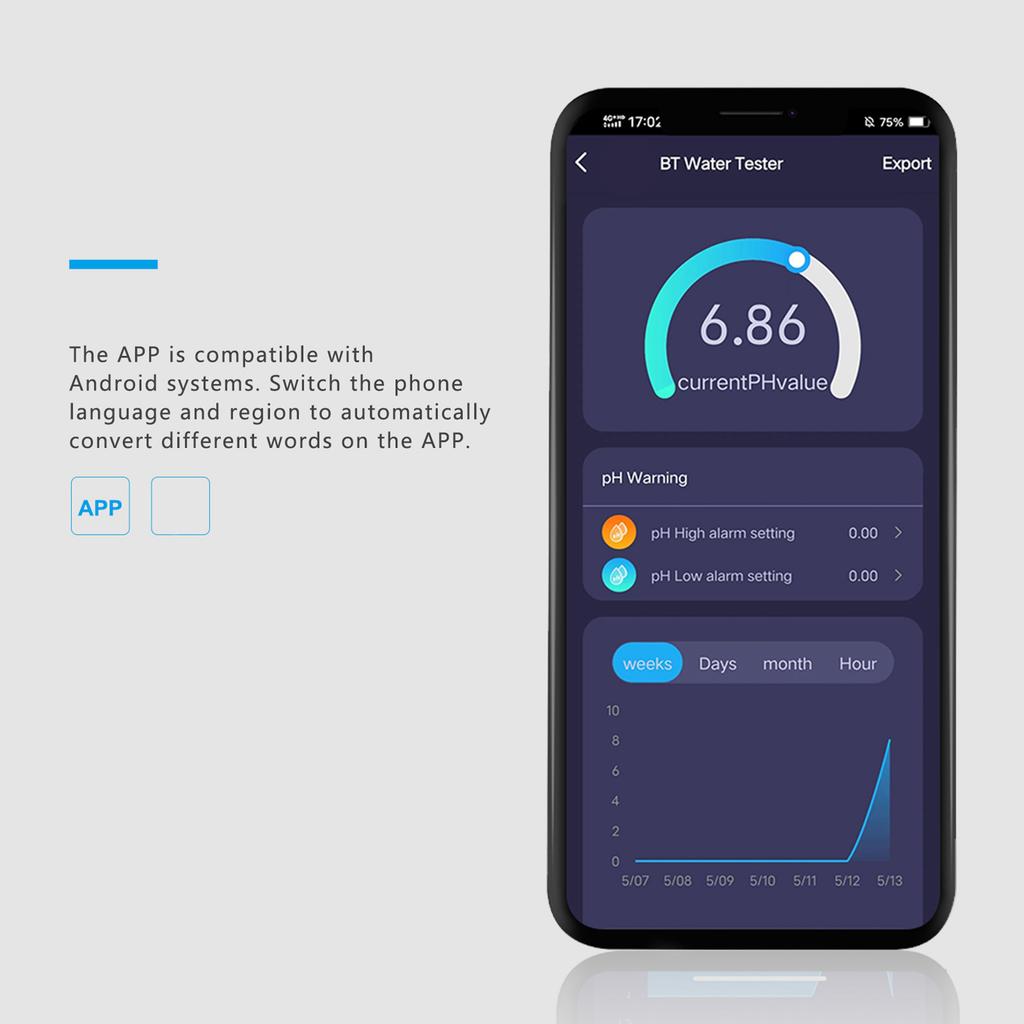 2 In 1 pH/TEMP Meter pH Tester High Accuracy Water Quality Tester with 0-14 pH Measurement Range for Household Drinking Pool