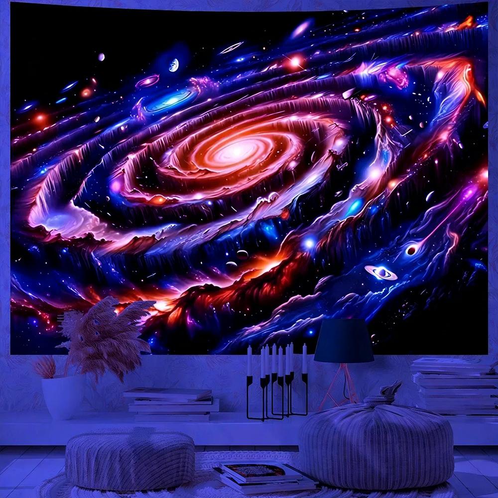 Glowing Cosmic Galaxy Tapestry Uv Reaction Tapestry Background Decoration Wall Hanging Bedroom Party Decoration