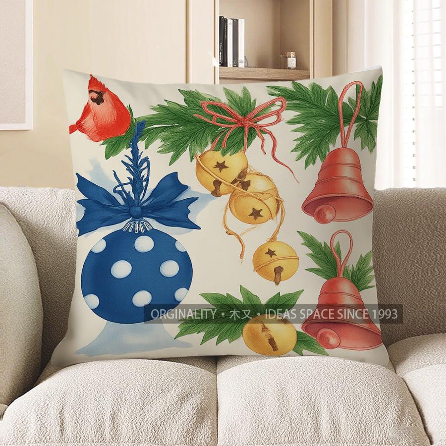 Home Decor Merry And Christmas Decorative Throw Pillow Pattern Cushion Cover Suitable For Sofa Bedroom Car Pillow Cover