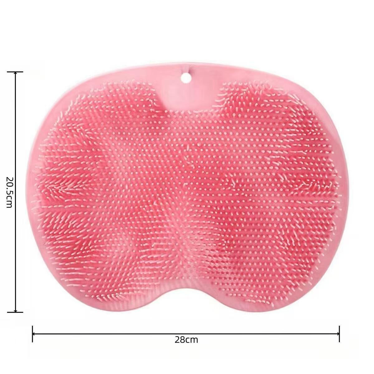 

Многофункциональный нескользящий коврик для ванной с функцией чистки ног и спины, удаления омертвевшей кожи и большими присосками розовый