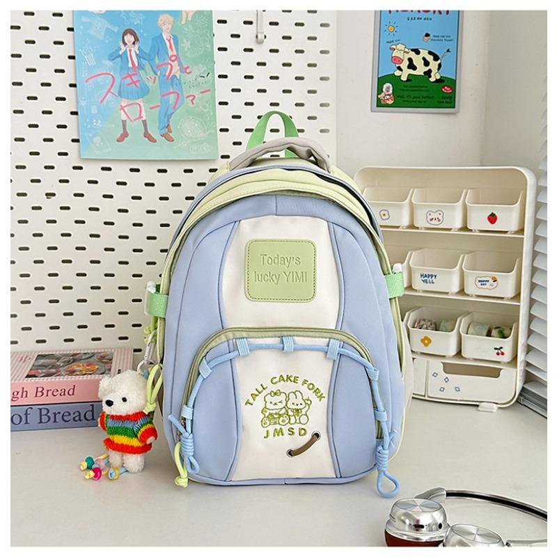 High Value, Fresh and Sweet, Contrasting Color Splicing Backpack, Girl Junior High School Student Lightweight Backpack