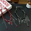 Gravel Bead Love Double Layer Choker Korean Y2K Style Metal Clavicle Chain  Cosplay