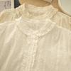 Korean Style Retro Evening Tea Embroidered Cotton Women's Shirt
