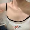 S925 sterling silver double ring necklace Korean version versatile commuter interlocking pendant simple high-end exquisite collarbone chain