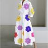 Plus Size Commuter Fashion Neck Lining Nine Minute Sleeve Loose Hem Dresses