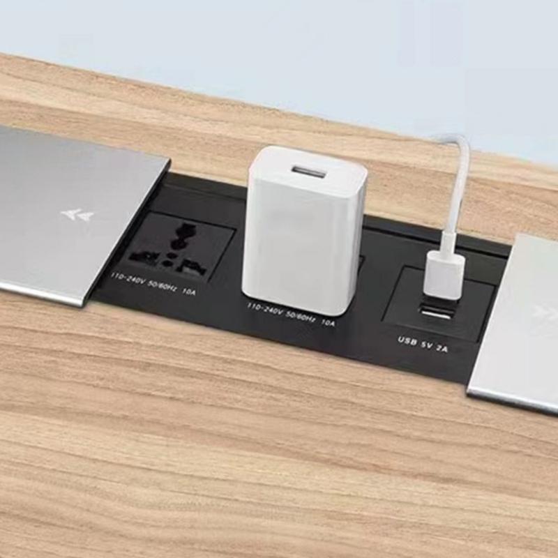 Desktop Power Outlet With Double Socket And 2 USB Port Fast Charging For Office Home Workspaces