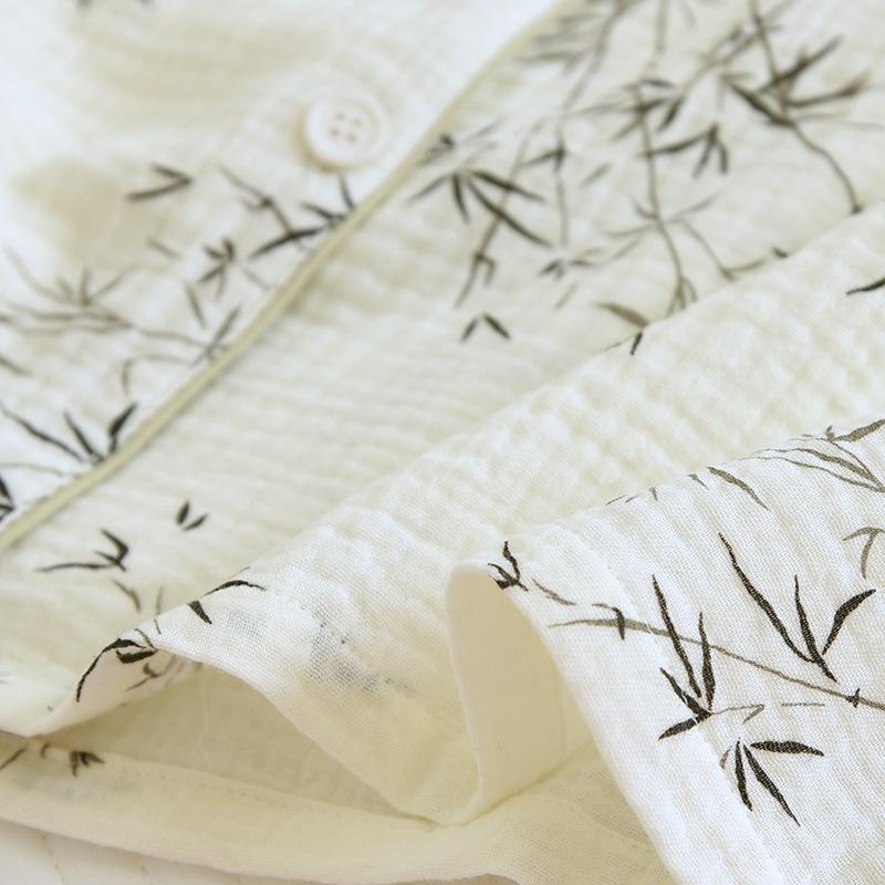 Couple's Pure Cotton Pajamas Set: Men's Long Sleeve & Pants, Women's Lapel Home Wear (Spring/Summer).