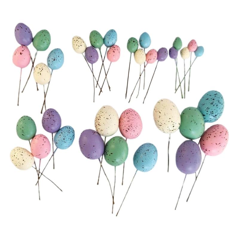 20Pcs Easter Foam Eggs Handmade Art Ornament Decorative Crafts Supplies for Children Adults DIY Photo Props