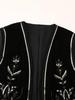 European and American Women's Sequin Embroidered Velvet Cardigan Vest