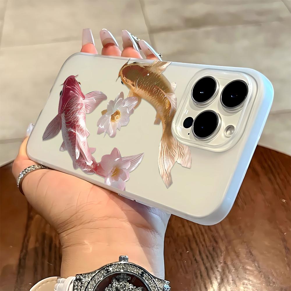 

Koi Flowers Bloom Phone Case For IPhone 17 Case IPhone 16 Pro Max 11 15 14 12 Pro Max Plus XR SE Air Silicone Soft Cover iphone 11 Pro