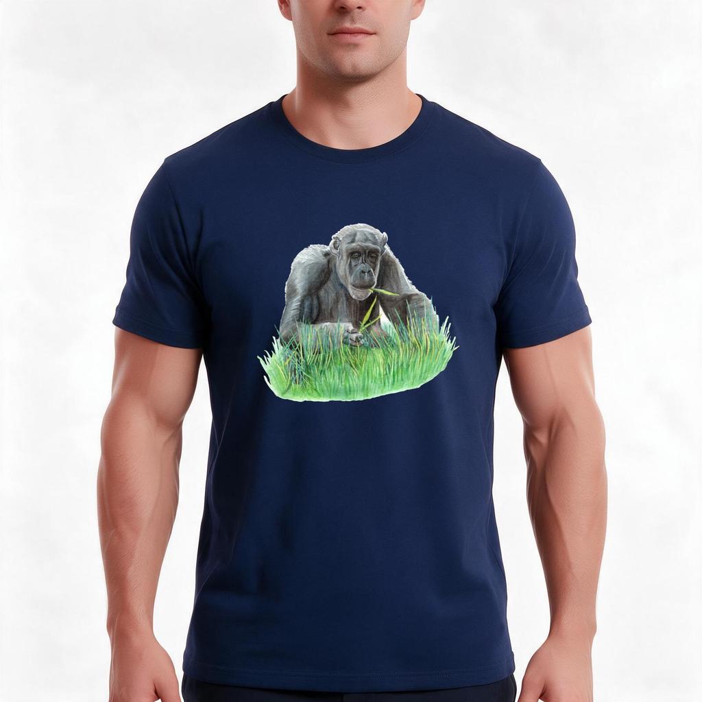 Gorilla Chowing Down In His Meadow Tshirt Summer Casual Cotton Tee Oversized Streetwear Tops Vintage Graphic Print