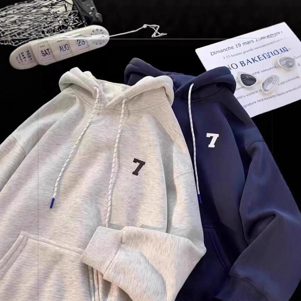 Unisex Loose Fit Thickened Velvet Hoodie with Logo Print for Autumn/Winter 2025