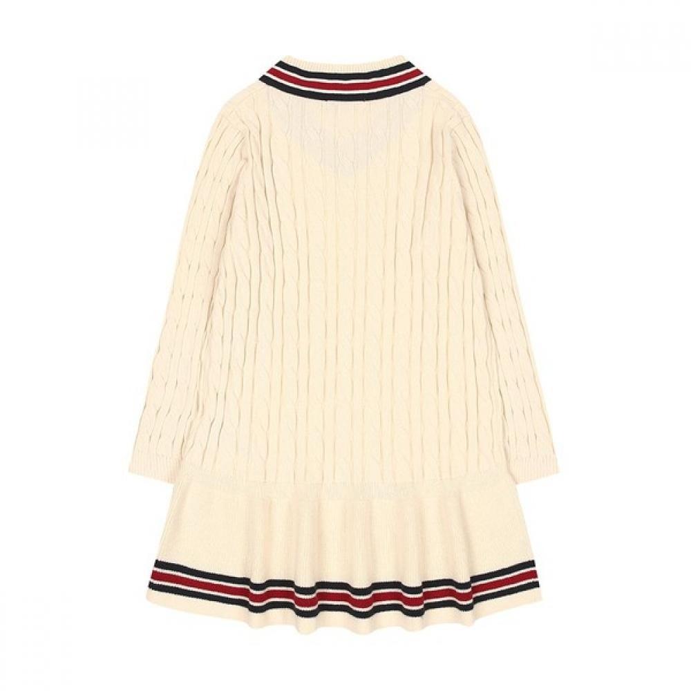 Rochie cu împletituri și decolteu în V pentru copii Hazzys Huw11na61m iV 