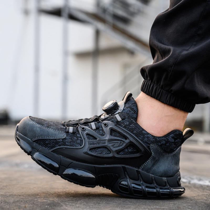 Fashion Rotating Button Safety Shoes Men Steel Toe Shoes Anti-smash Indestructible Protective Sneakers Puncture Proof Work Safety Boots