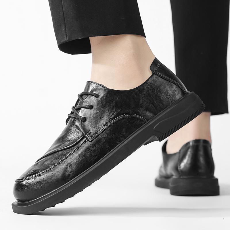 Fashion Handmade Mens Leather Shoes Fashion English Style High Tops Platform Shoes High Quality Comfortable Casual Ankle Men Boots