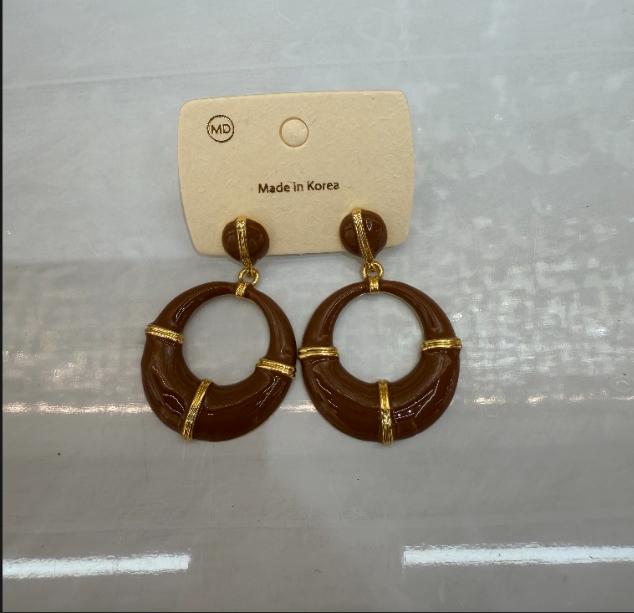 

Серьги-капли с полым кругом, французские ретро-минималистичные темпераментные серьги, антикварные серьги 5.2*3.5cm взлёта бронзовый