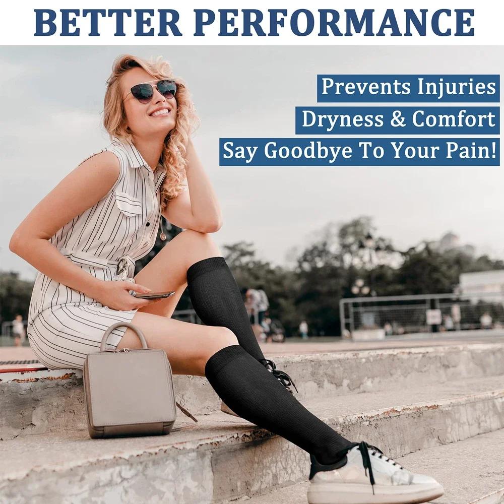 1 Paar Sport Koperen Compressiekousen Voor Vrouwen En Mannen, Circulatie 15-20 Mmhg Is Beste Ondersteuning Voor De Hele Dag Dragen Hardlopen Verpleegkundige