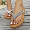 Summer Flip Flops New Rhinestone Herringbone Slipper Flat Toe Clip Sandals Large Size Sandals Women Beach Sandals Slides Indoor