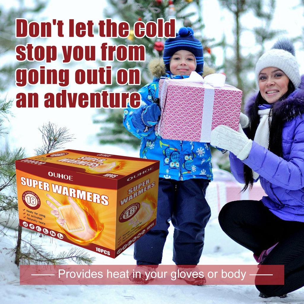 OUHOE Hand Warmer, Heats for Up To 10 hours.,Long-lasting Warmth for Outdoor Winter, Keeps Cold Away and Eliminates Odors. 10pcs.