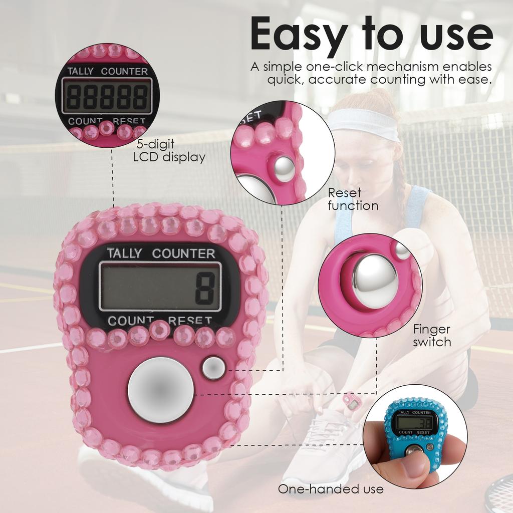 12Pcs Electronic Finger Counter 5 Digit Number Count Clicker LCD Display Finger Pitch Counter for Sports Inventory Teacher