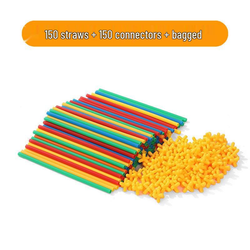 Children's Handmade Interlocking Straw Block House Toy Set
