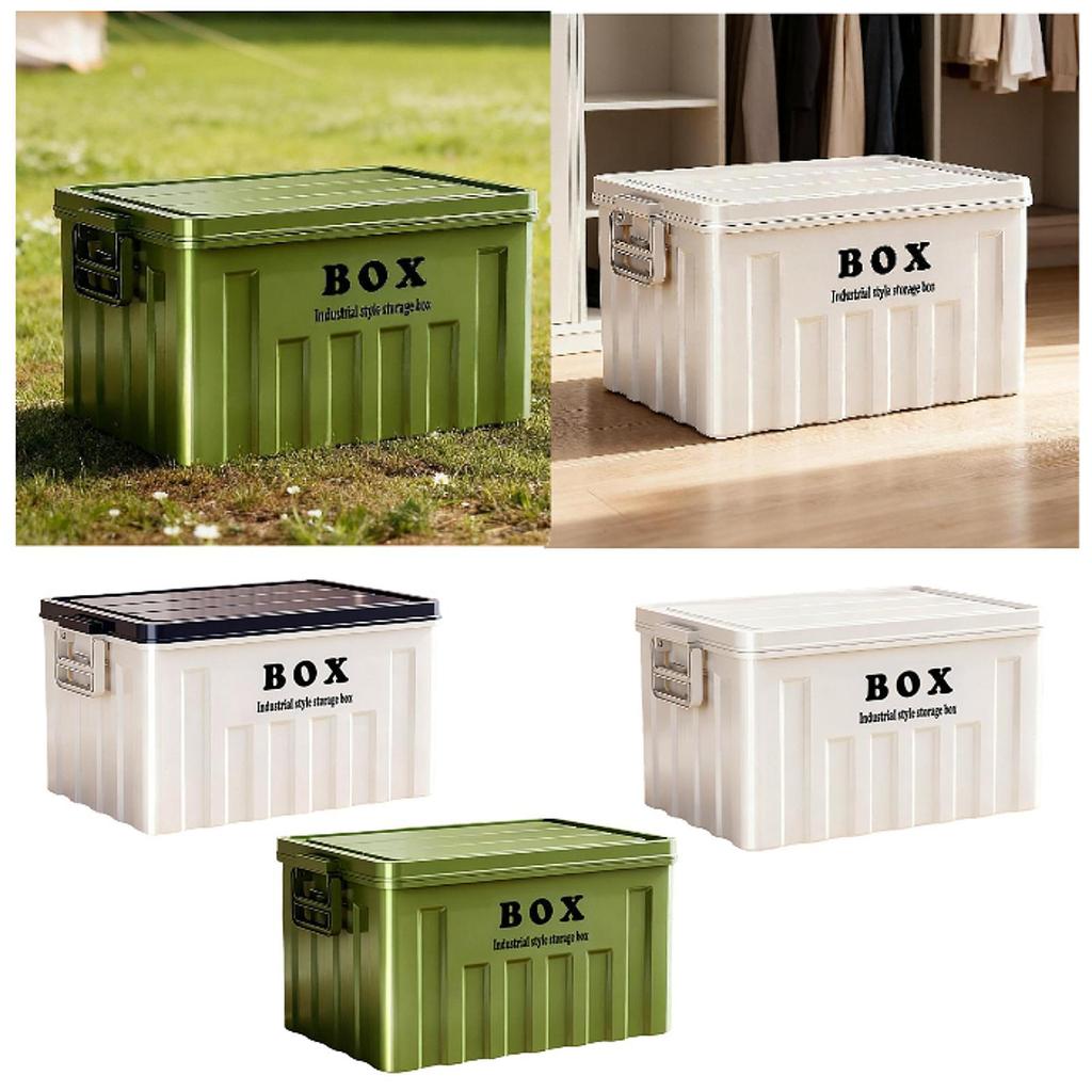 Lidded Storage Bin Utility Crate and Handles Storage Box with Lid Container for