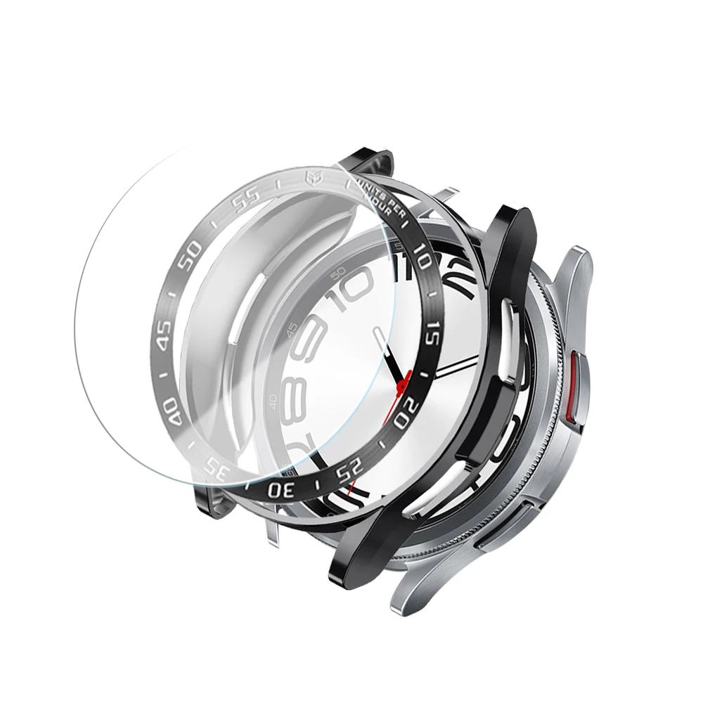 Tempered Glass+Bezel+Case for Samsung Watch 6 Classic 43mm 47mm Cover TPU Bumper All-Around Protector Clear Scratch Screen Shell