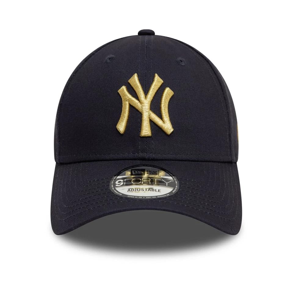 New Era 940 9FORTY Adjustable One Size Fits LA Cotton Baseball Navy x Cap, All, Cap, Gender-Free, Men's, Women's (NY Gold) [Used]