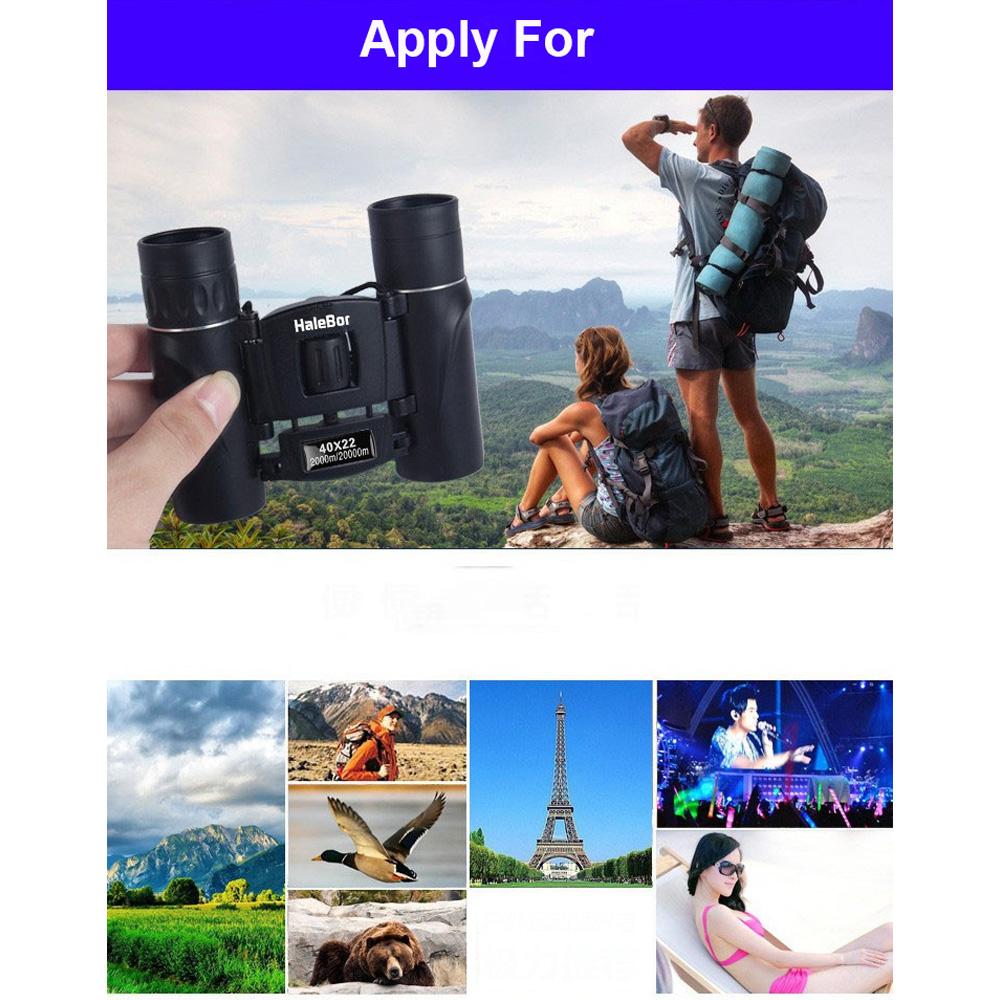 HD 40x22 Powerful Binoculars 2000M Long Range Folding Mini Telescope BAK4 FMC Optics For Hunting Sports Outdoor Camping Travel