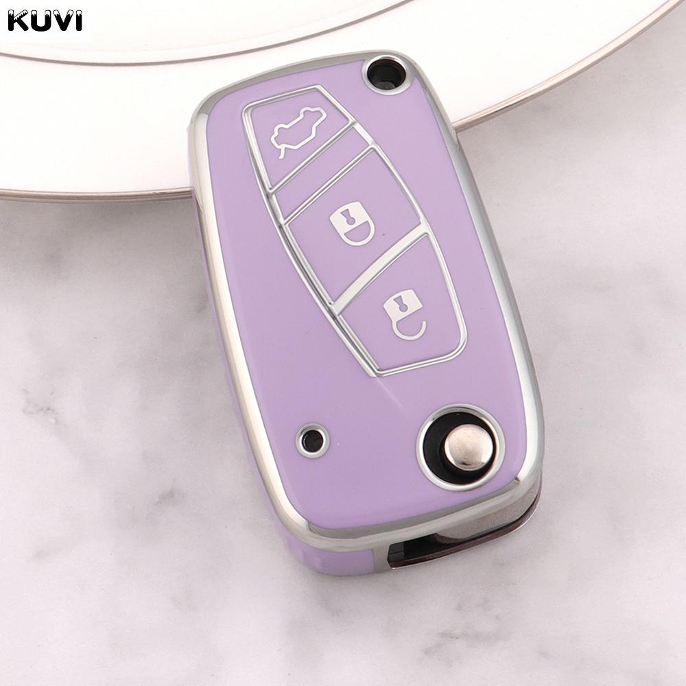 Kuvi TPU Car Flip Key Case Cover For FIAT 500 Panda Idea Stilo Ducato Punto Bravo Grande Minibus Doblo Protected Fob Accessories