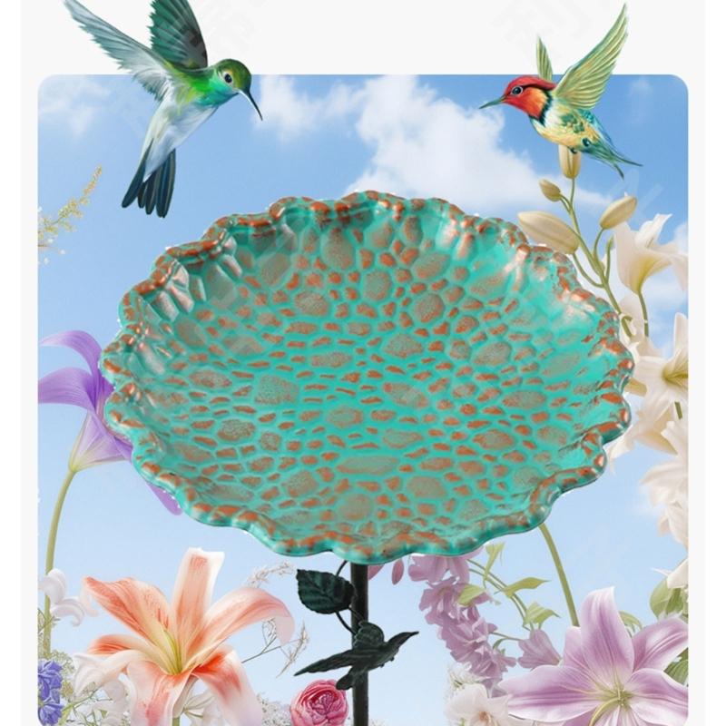 Durable Iron Bird Bath Stake with Easy Installation for Outdoor Decors in Garden and Yard Bird Feeding Station