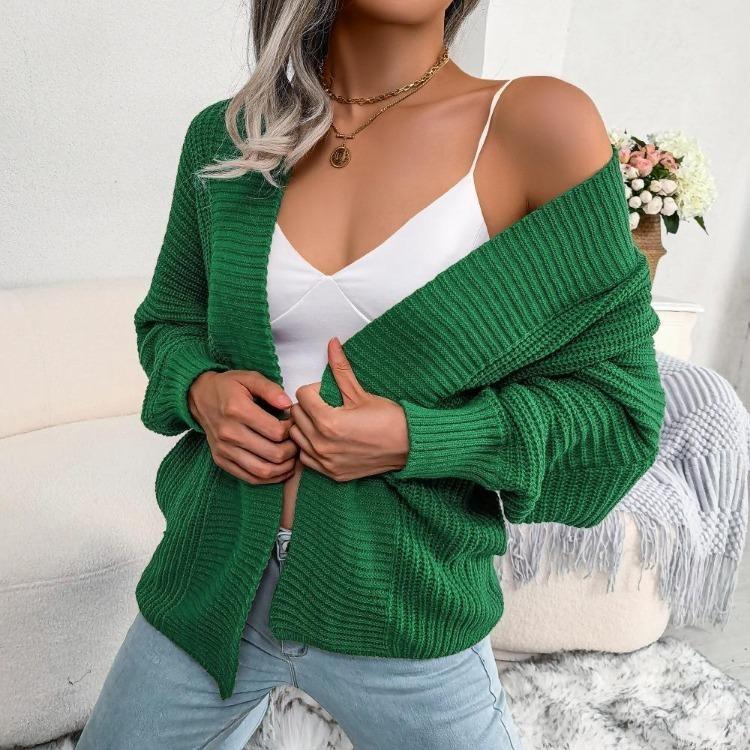 Women Casual Loose Cardigan Sweater Jacket Long Sleeve Solid Color Outfit Fall Winter Sizes S-XL