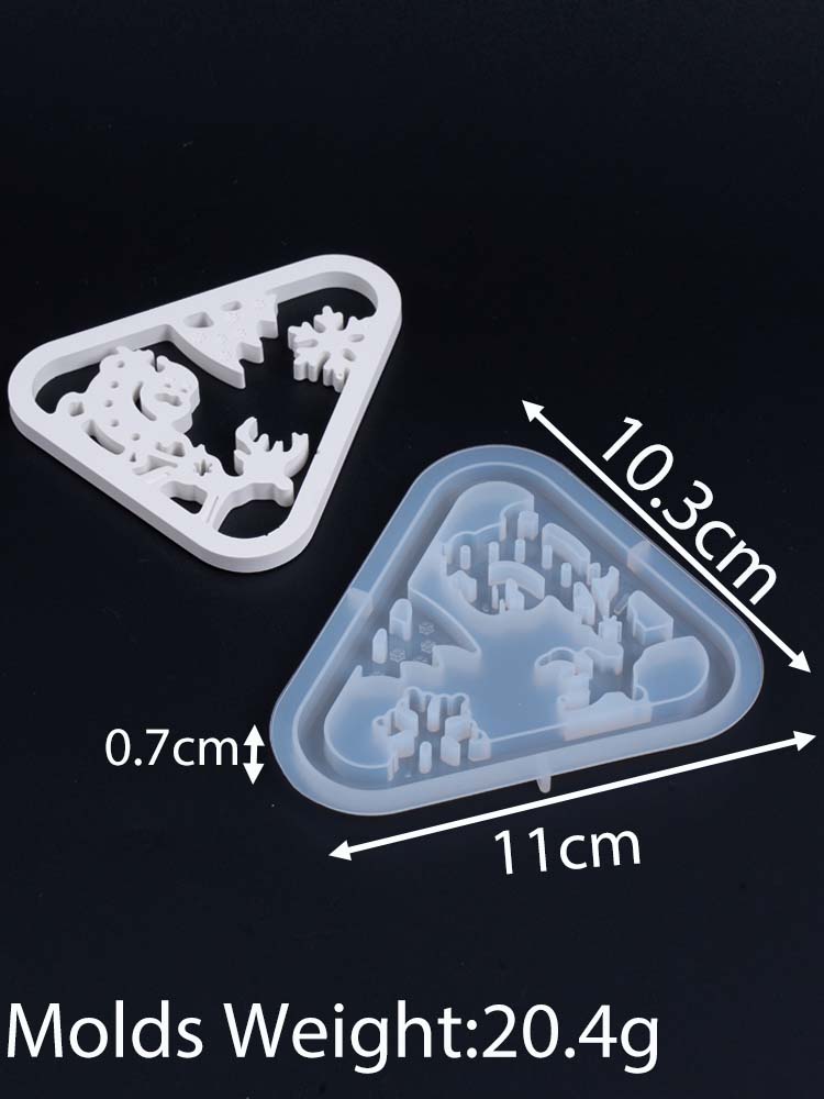 3D Triangle Hollow Candle Holder Silicone Mold DIY Santa Claus Snowman Christmas Tree Elk House Gift Box Candlestick Craft Molds