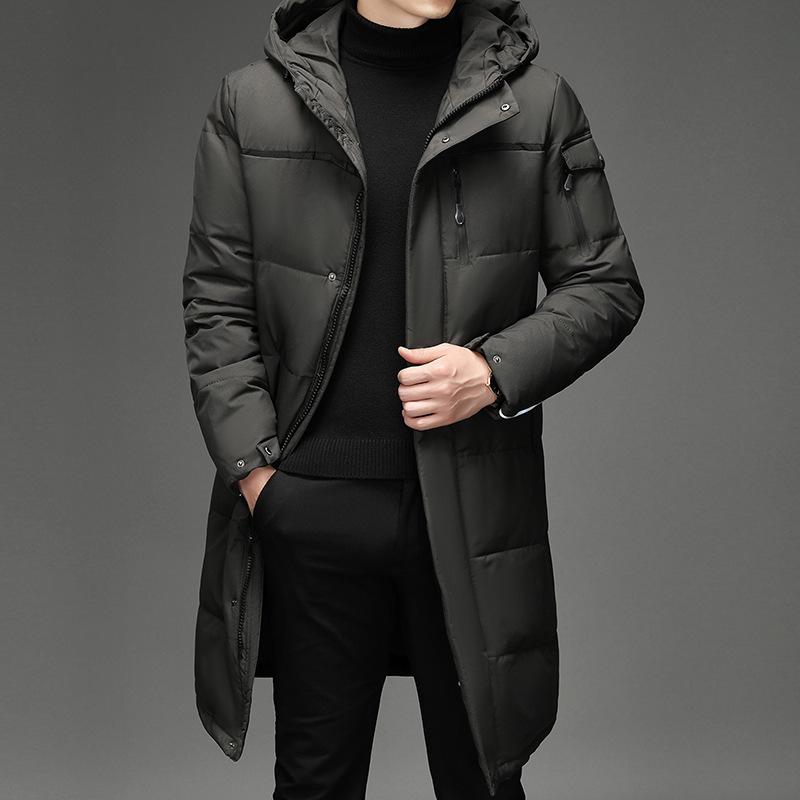 Men's Long Down Jacket - Thickened, Over-the-Knee, Outdoor Coat for Middle-Aged and Elderly